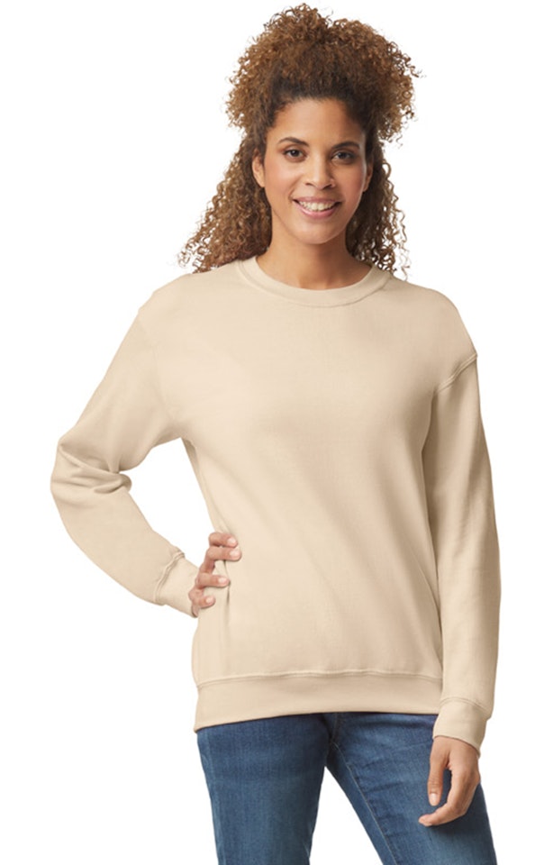Bayside 7702 Women's USA-Made Fleece Crewneck Sweatshirt - Sand