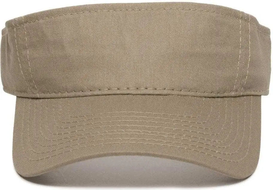 Oc Sports Gwtv-100 Adjustable Garment Washed Twill Visors - Khaki - 6 7/8’’ - 7 1/2’’
