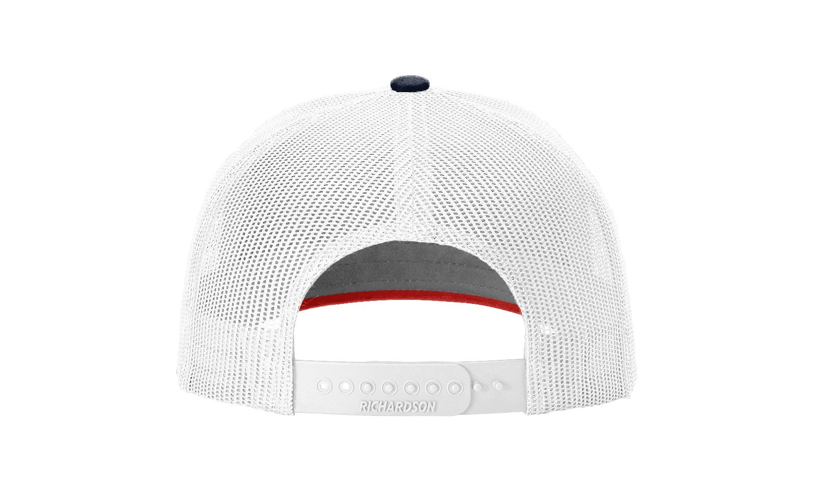Navy/White/Red Laser Cut Five Panel Trucker