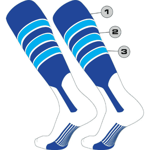 TCK Customizable Dugout Knee High Baseball Stirrup Socks - Pattern D - HIT a Double - 1
