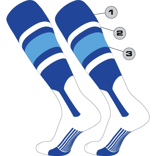 TCK Customizable Dugout Knee High Baseball Stirrup Socks - Pattern E - HIT a Double - 1