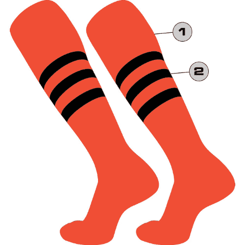 TCK Customizable Dugout Knee High Striped Baseball Socks - Pattern B - HIT a Double - 1
