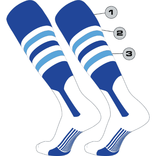 TCK Customizable Dugout Knee High Baseball Stirrup Socks - Pattern I - HIT a Double - 1