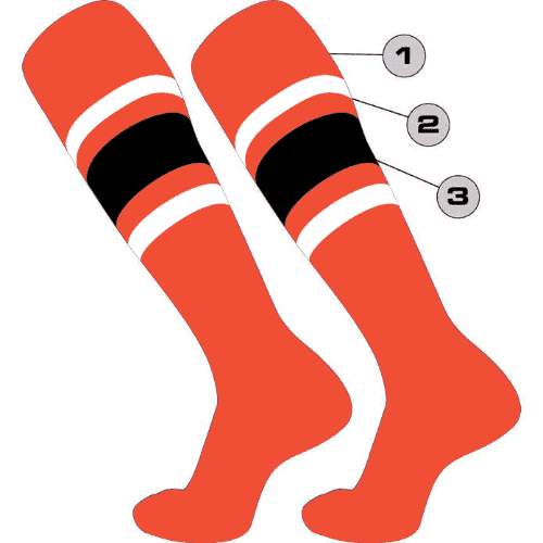 TCK Customizable Dugout Knee High Striped Baseball Socks - Pattern E - HIT a Double - 1