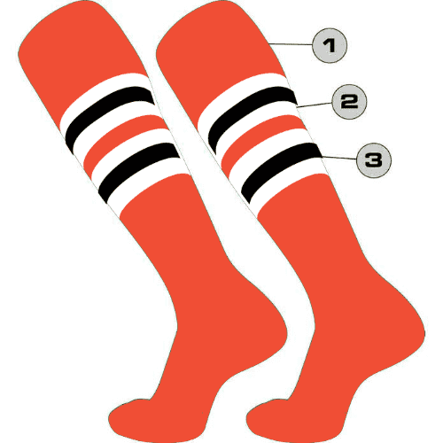 TCK Customizable Dugout Knee High Striped Baseball Socks - Pattern I - HIT a Double - 1