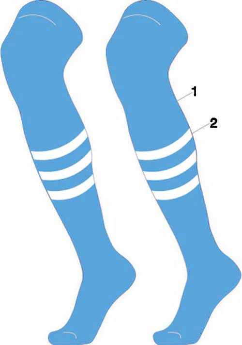 TCK Customizable Striped Over the Knee Baseball Socks - Dugout Pattern B - HIT a Double - 1