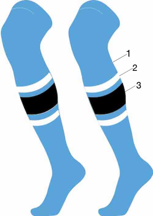 TCK Customizable Striped Over the Knee Baseball Socks - Dugout Pattern E - HIT a Double - 1