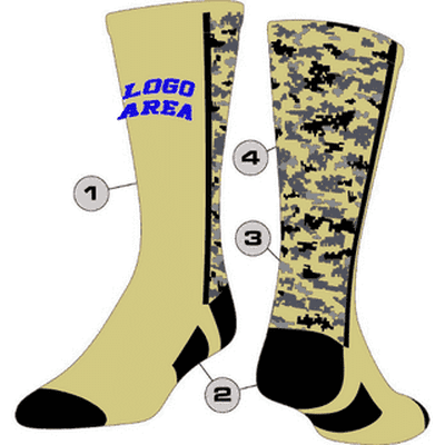 TCK Customizable Crew Socks - Digital Camo Pattern - HIT a Double - 1