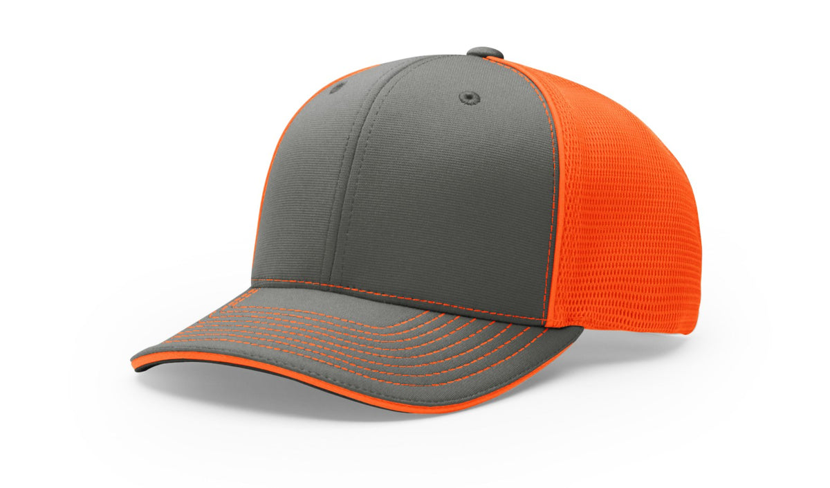 Richardson 172 Pulse Sportmesh R-Flex Split Cap - Asphalt Neon Orange front