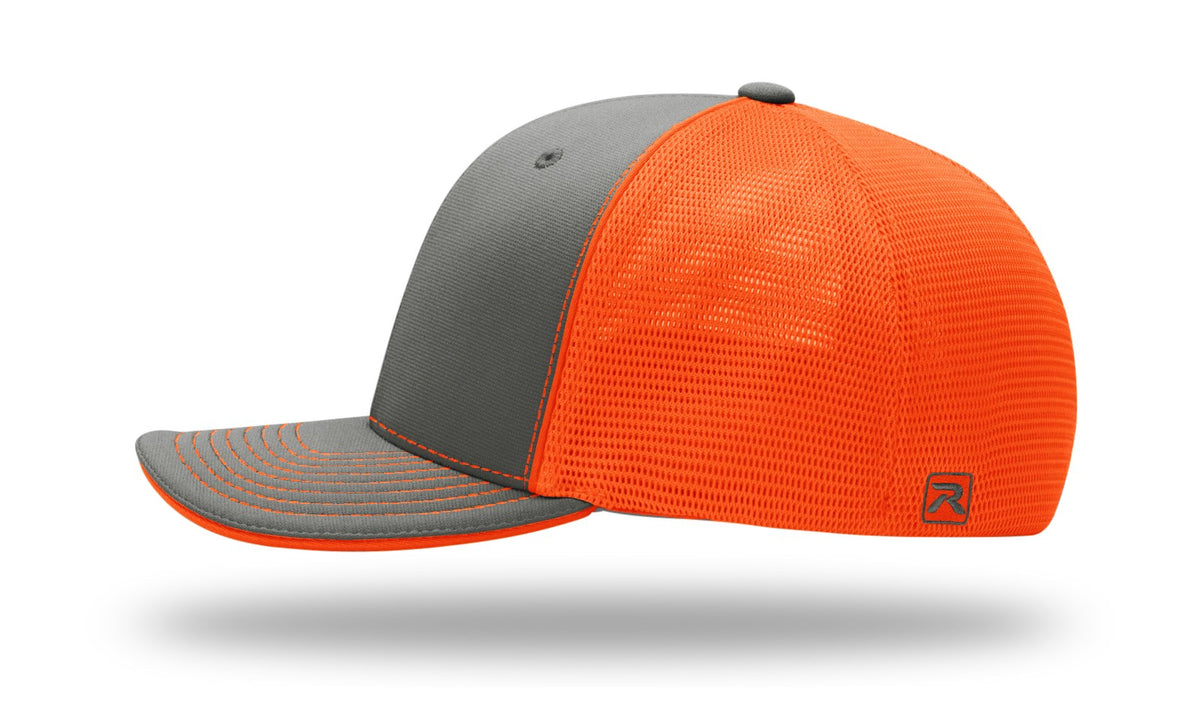 Richardson 172 Pulse Sportmesh R-Flex Split Cap - Asphalt Neon Orange side