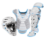Mizuno 380421 Samurai Women's Boxed Catcher's Gear Set (14-15") - White-Light Blue