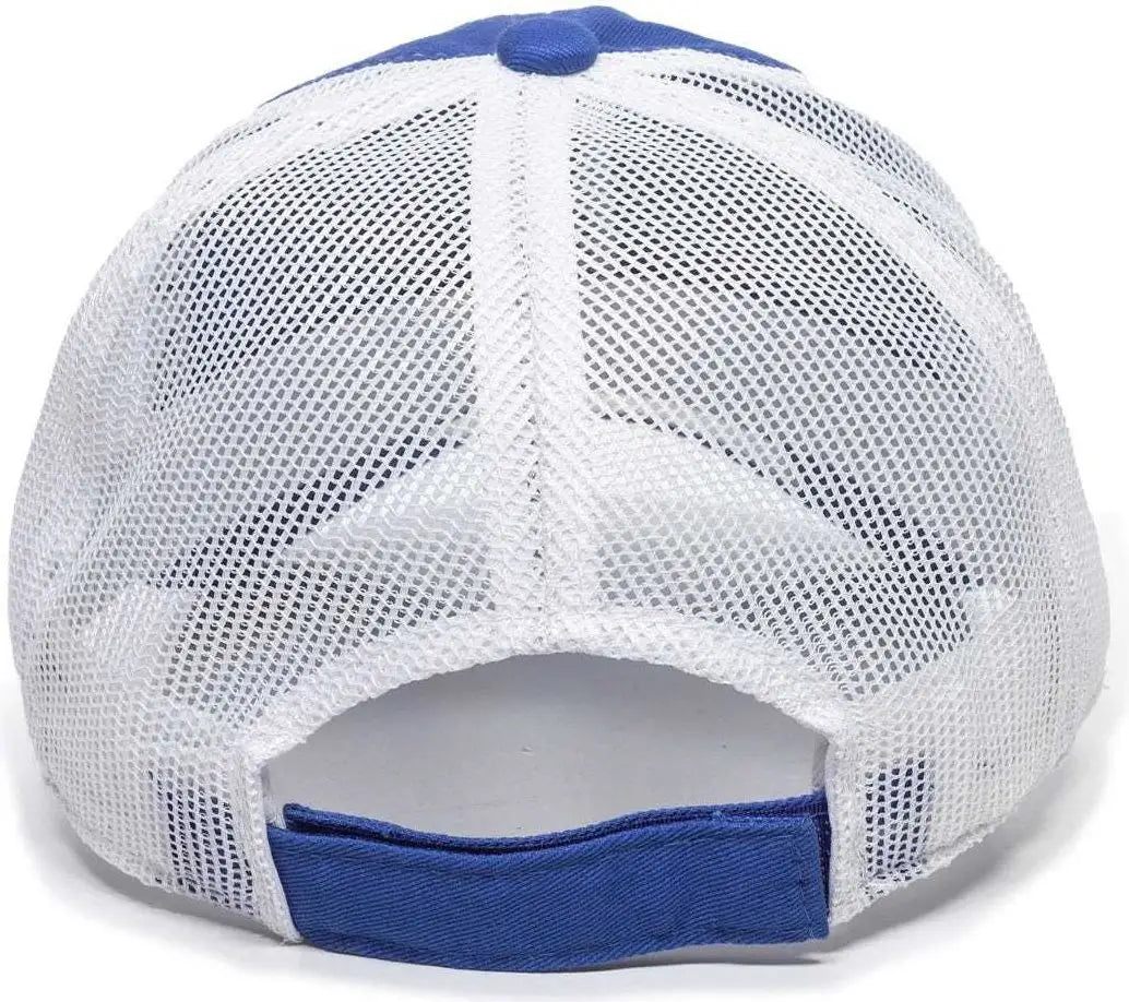 Oc Sports Fwt-130 Garment Wash Mesh Back Baseball Cap - Royal White - 6 7/8’’ - 7 1/2’’