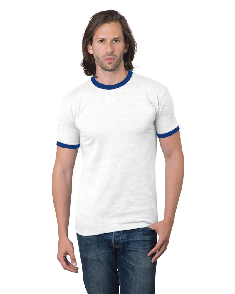 Bayside 1800B USA-Made Ringer T-Shirt - 1800 - White  Royal