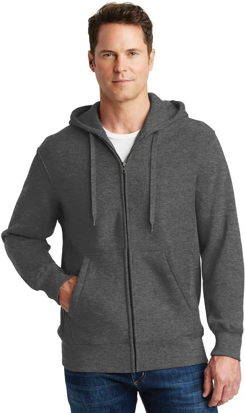 Sport-tek F282 Super Heavyweight Full-zip Hooded Sweatshirt - Graphite Heather