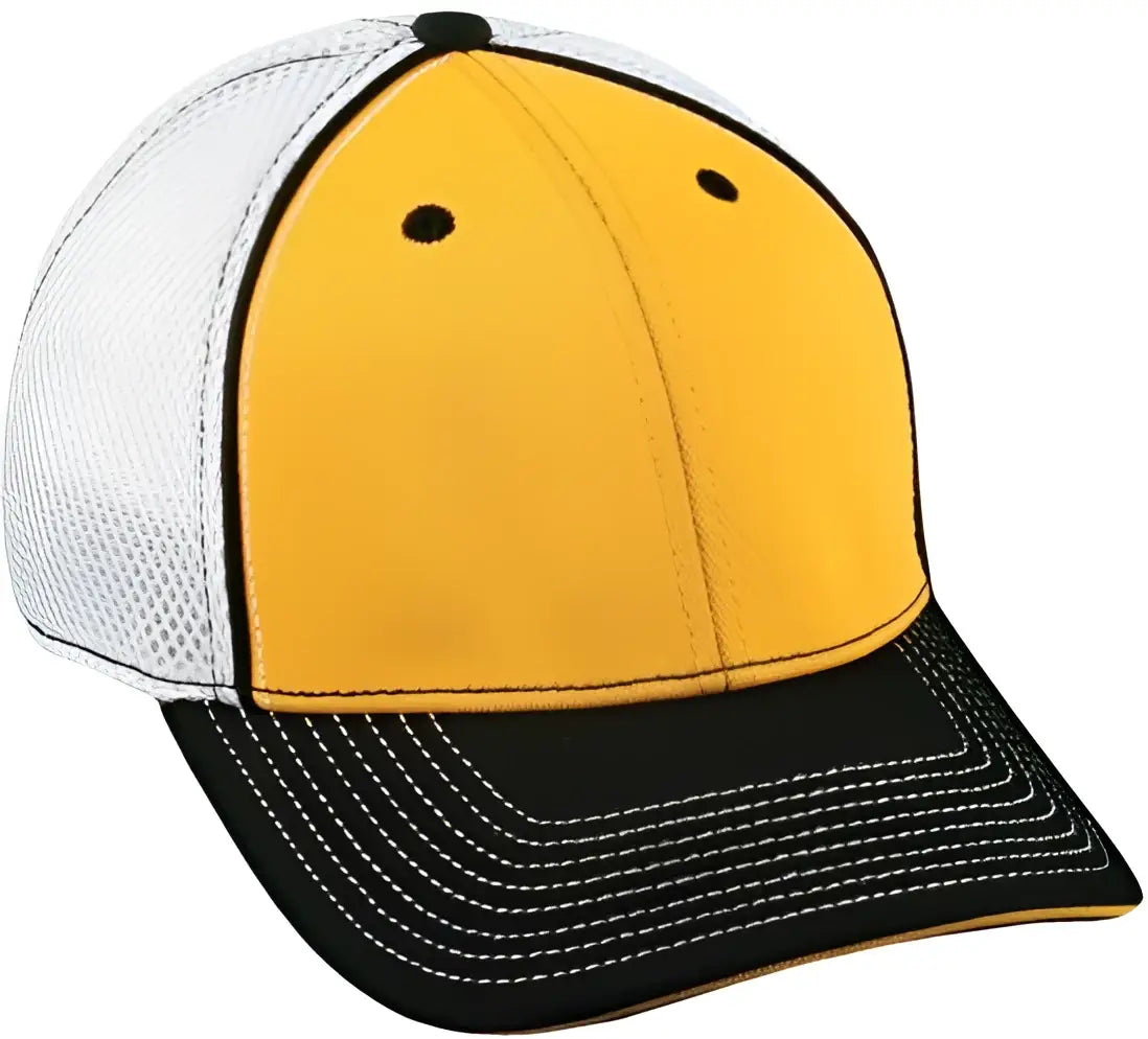 Oc Sports Pro1125x Meshback Flexible Fitting Cap - Gold White Black - 6 3/4’’ - 7 1/8’’