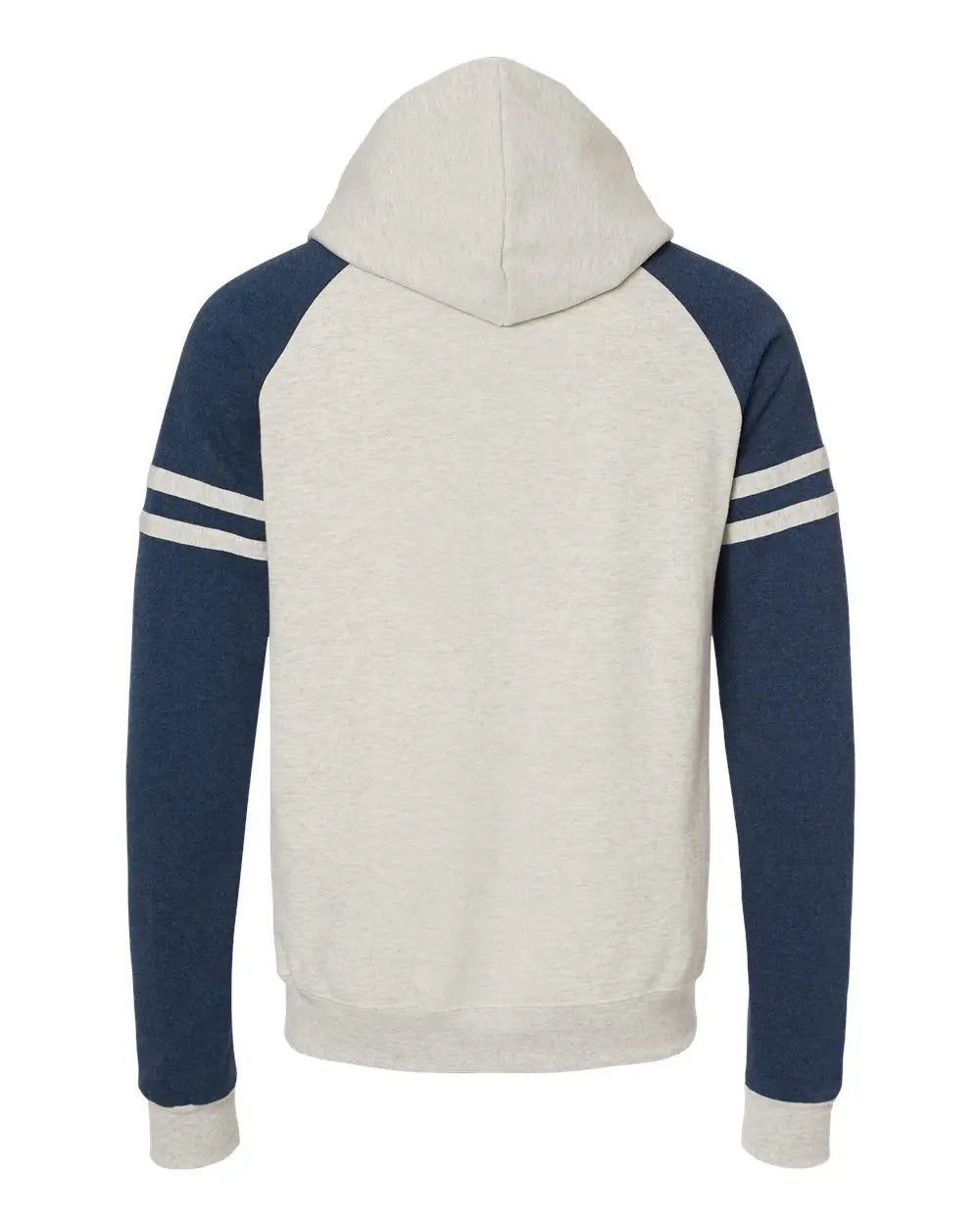 Jerzees 97cr Nublend® Varsity Colorblocked Raglan Hooded Sweatshirt - Oatmeal Heather Indigo - Sand Navy / s