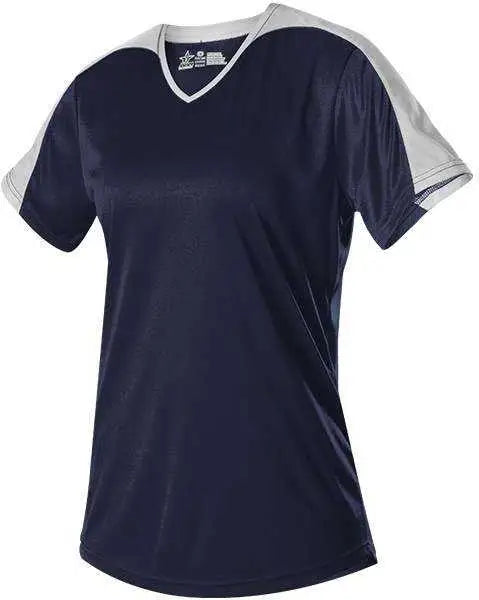 Alleson Athletic 558vw Womens v Neck Fastpitch Jersey - Navy White