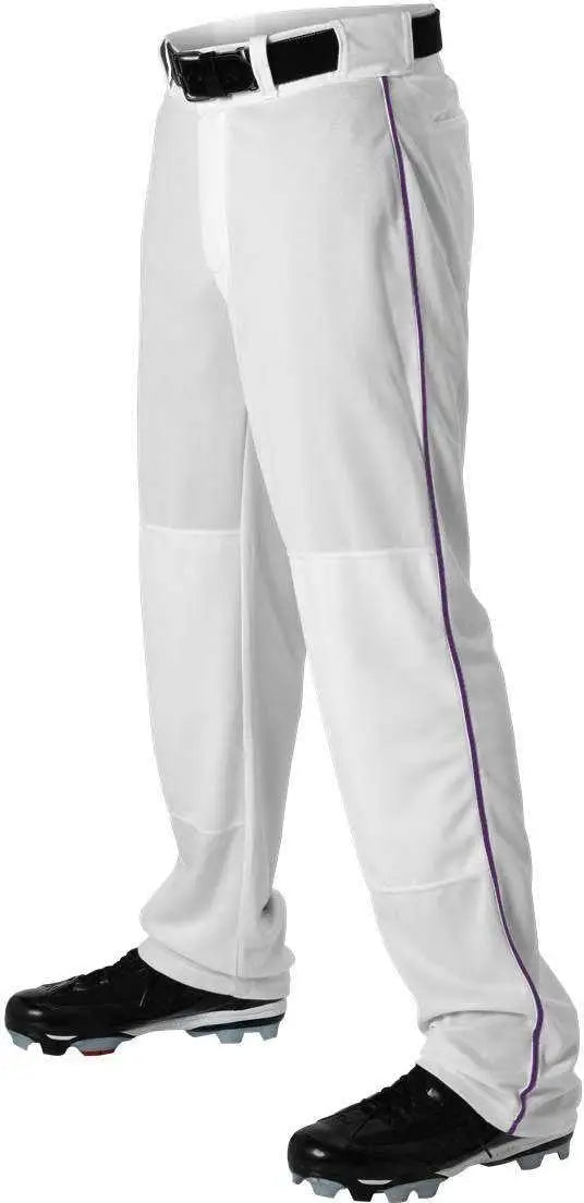 Alleson Athletic 605wlby Youth Baseball Pant with Braid - White Purple