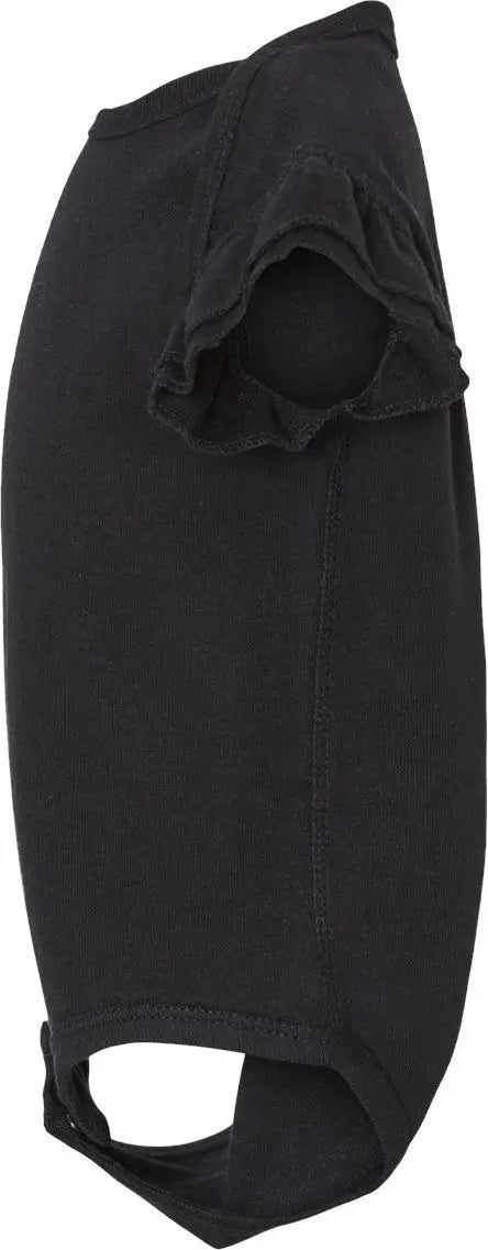 Rabbit Skins 4439 Infant Flutter Sleeve Baby Rib Bodysuit - Black