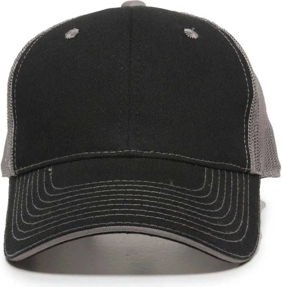 Oc Sports Gwt-101m Adjustable Mesh Back Cap - Black Grey - Gray / 6 7/8’’ - 7 1/2’’