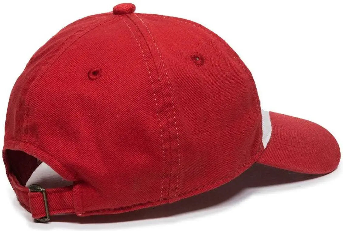 Oc Sports Gwt-111 Adjustable Strap Garment Wash Cotton Cap - White Red - 6 7/8’’ - 7 1/2’’