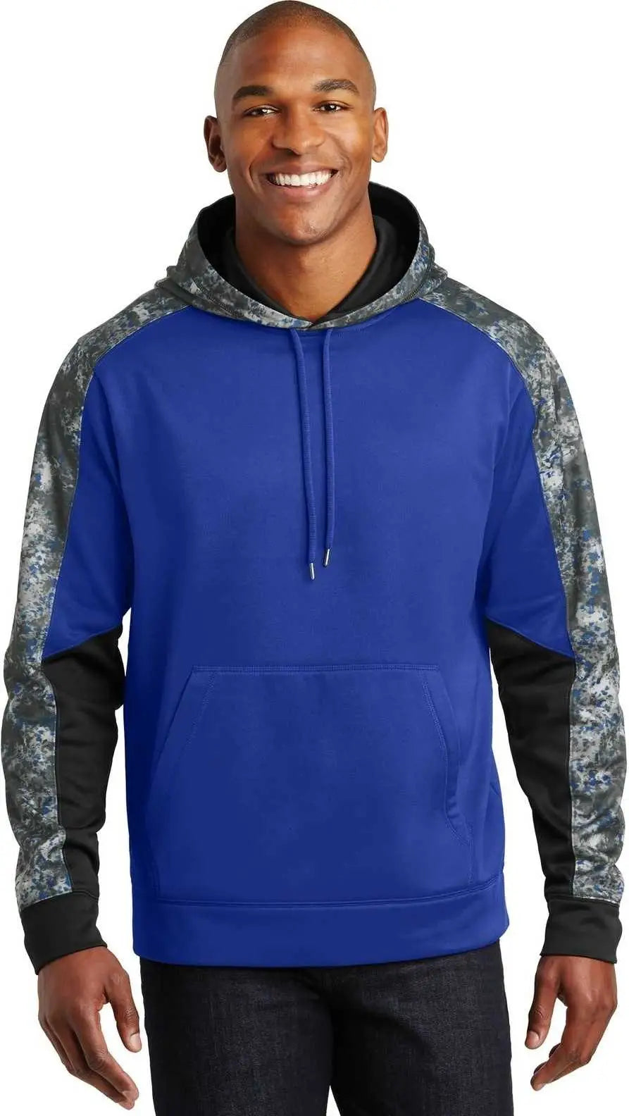Sport-tek St231 Sport-wick Mineral Freeze Fleece Colorblock Hooded Pullover - True Royal