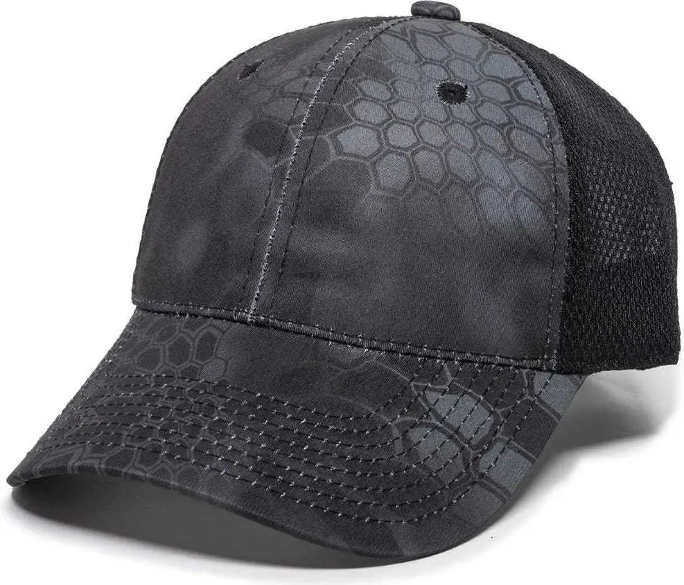 Oc Sports Pfc-150m Adjustable Mesh Back Cap - Kryptek Typhon Black - 6 7/8’’ - 7 1/2’’