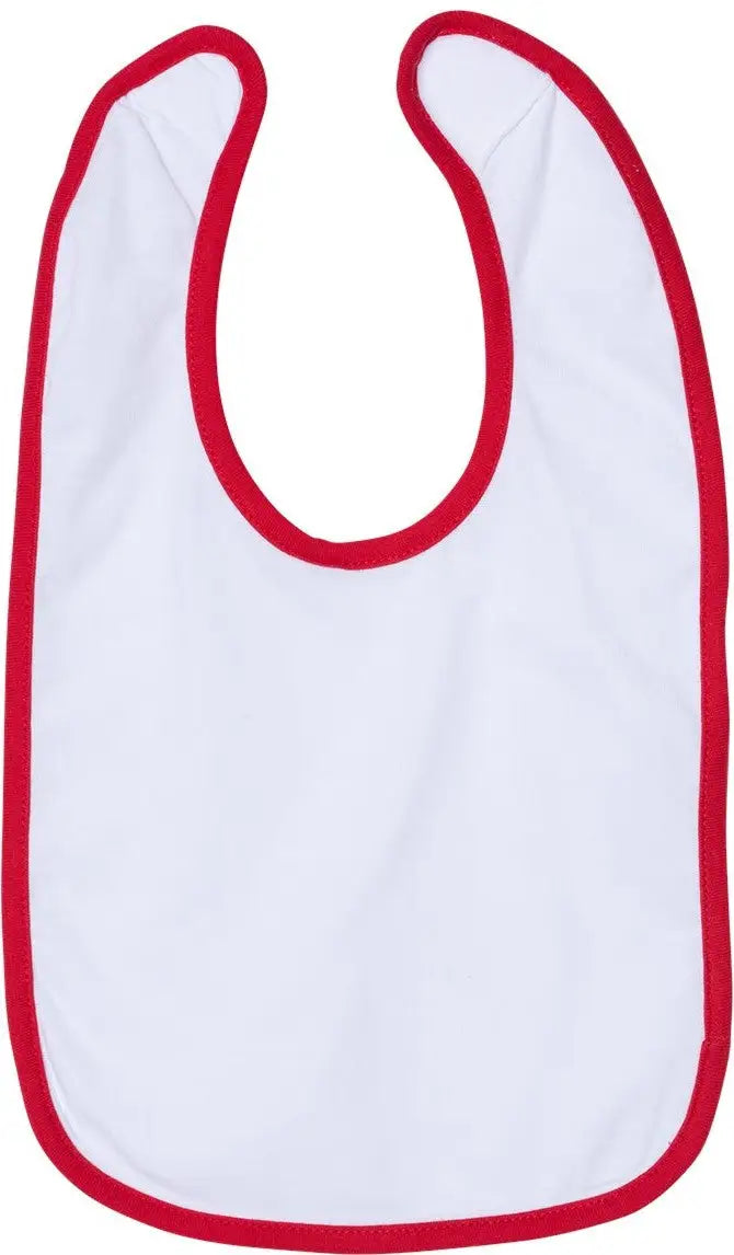 Rabbit Skins 1004 Infant Contrast Trim Premium Jersey Bib - White Red - White/ / one Size Fits Most