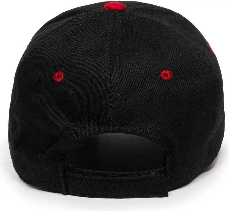 Oc Sports Gl-845 Contrasting Sandwich Button and Eyelet Cap - Black Red - 6 7/8’’ - 7 1/2’’