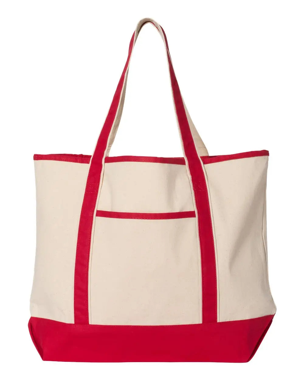 Q-tees Q1500 34.6l Large Canvas Deluxe Tote - Natural Red - Ivory / one Size Fits Most