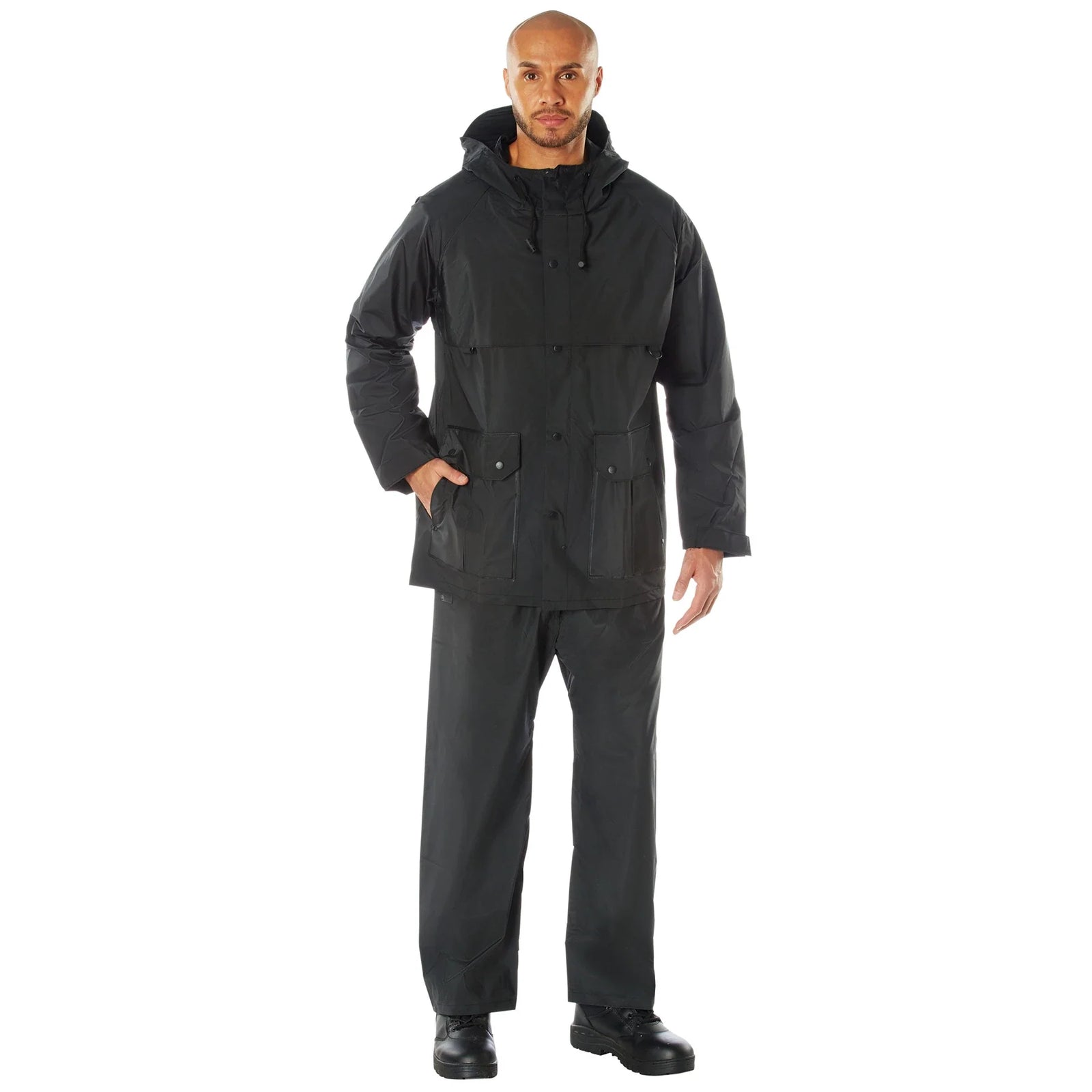 2 Piece Microlite Pvc Rainsuit - Black / s