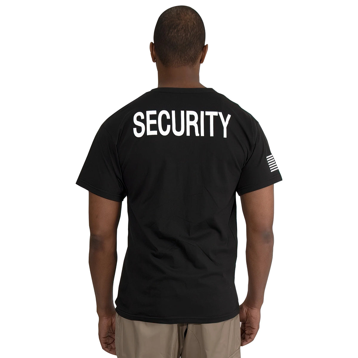 2-sided Security T-shirt with us Flag on Sleeve - Black