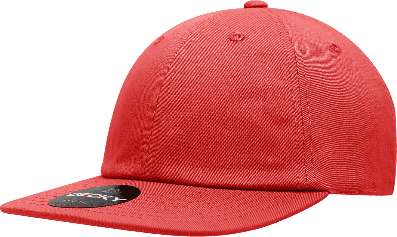 Decky 200 Relaxed Flat Bill Cotton Cap - Red - one Size Fits Most