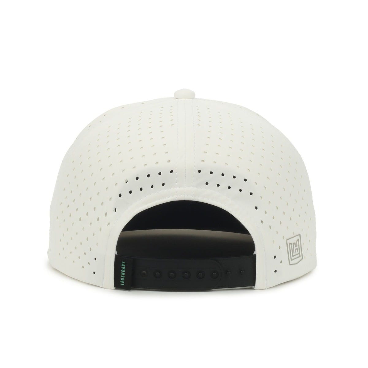 Legendary Headwear ALTURA Perforated Flat Visor Snapback Cap - White/White Light Grey Cord