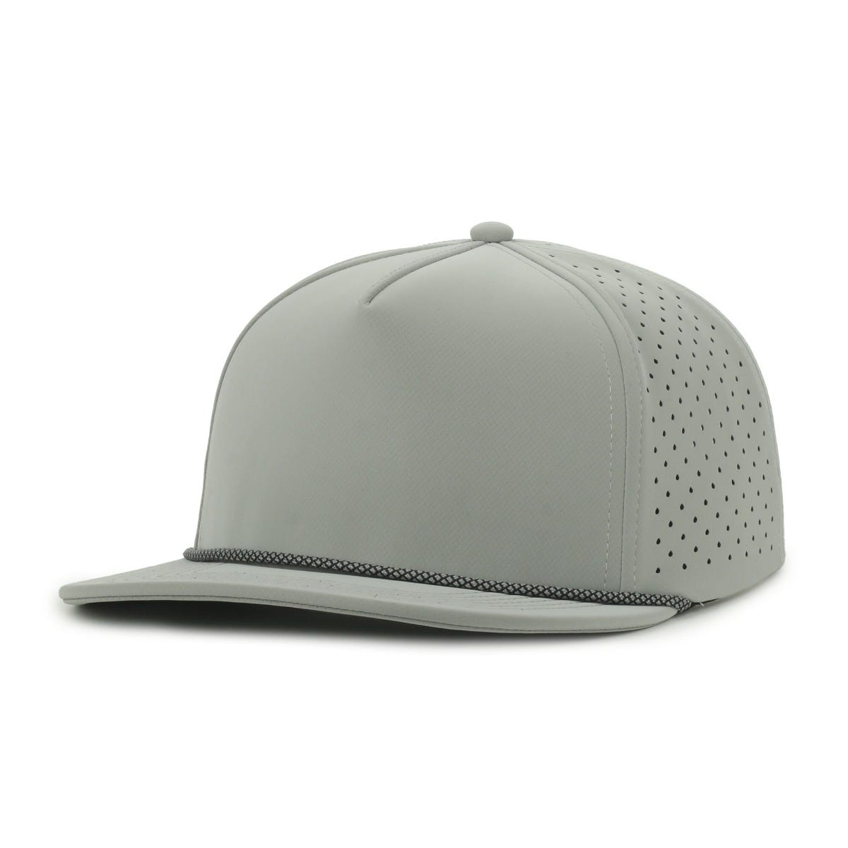 Legendary Headwear ALTURA Perforated Flat Visor Snapback Cap - Grey/Black Silver Cord