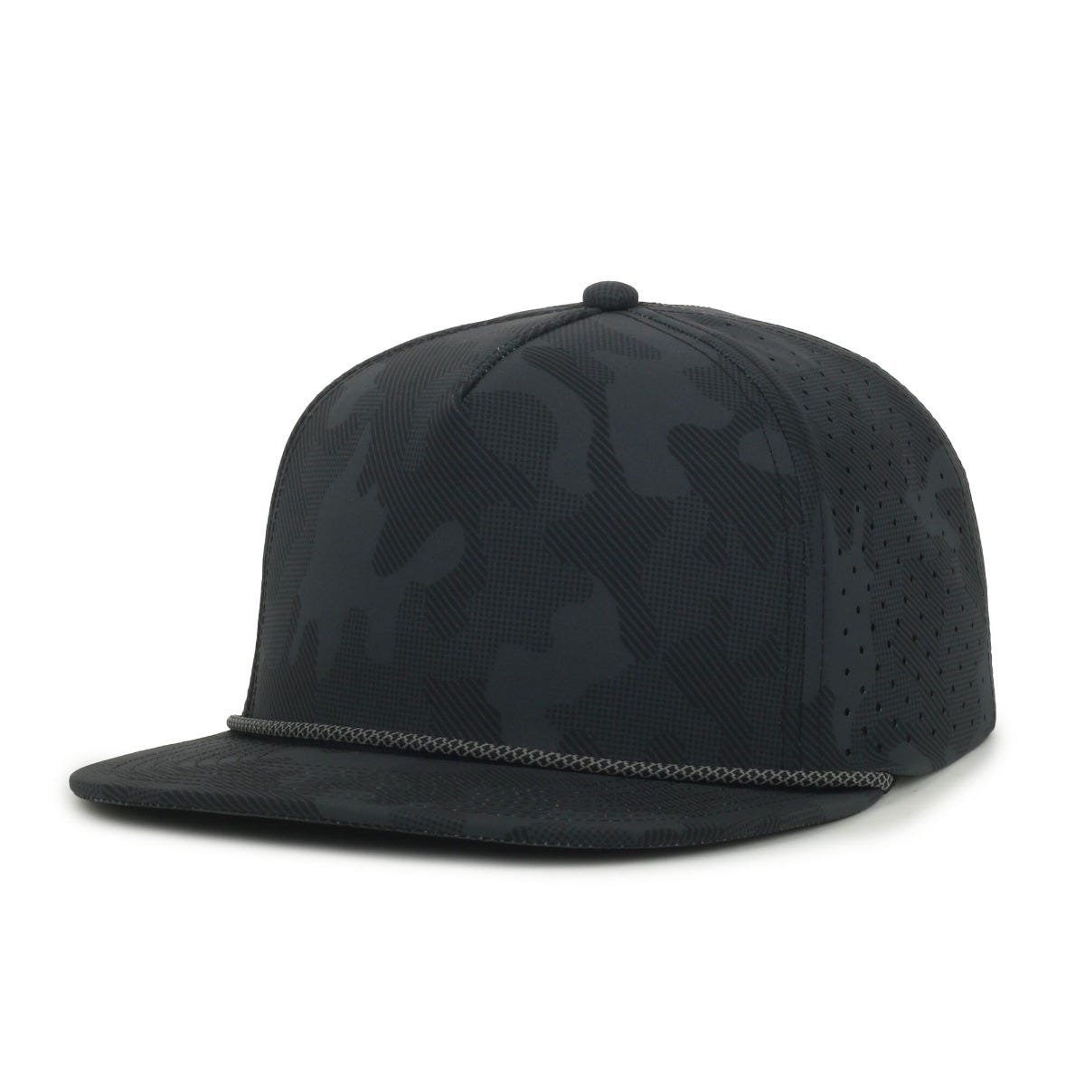 Legendary Headwear ALTURA Perforated Flat Visor Snapback Cap - Black Camo