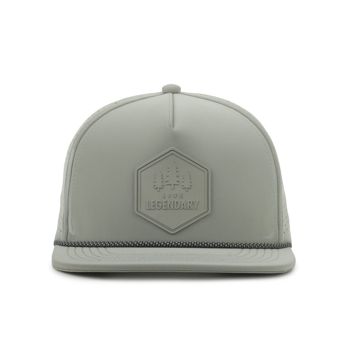 Legendary Headwear ALTURA GROVE Perforated Flat Visor Snapback Cap with Patch - Gray Patch/Gray