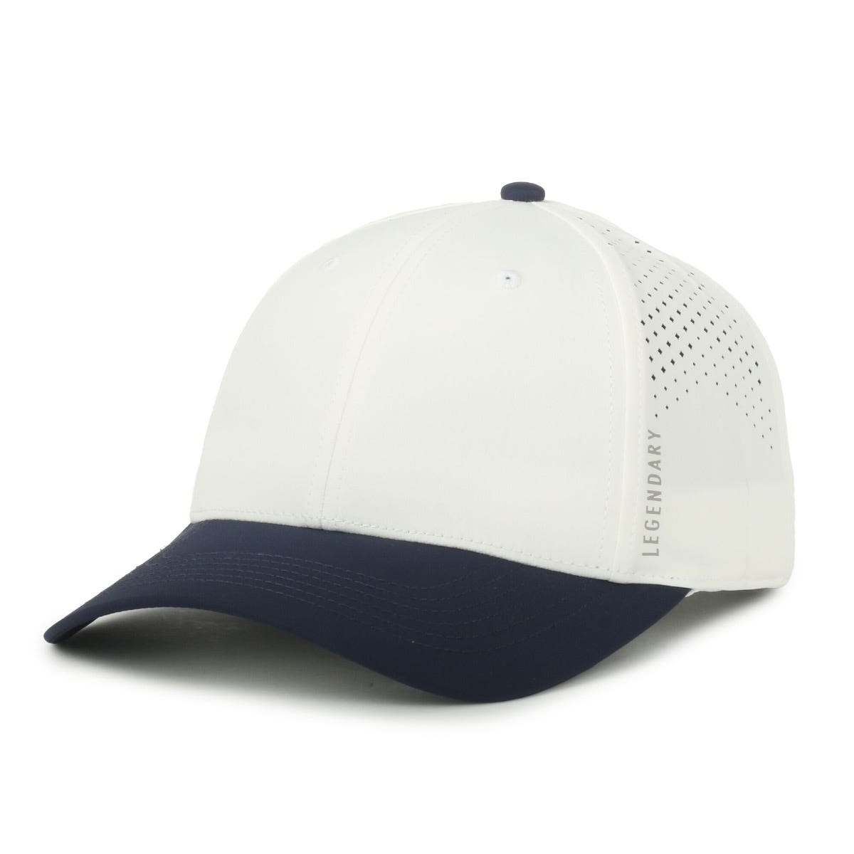 Legendary Headwear AXIS Perforated Low Crown Performance Cap - White/Navy