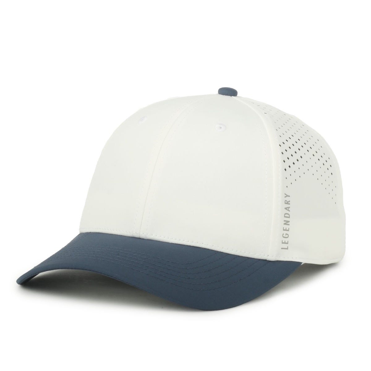 Legendary Headwear AXIS Perforated Low Crown Performance Cap - White/Slate Blue