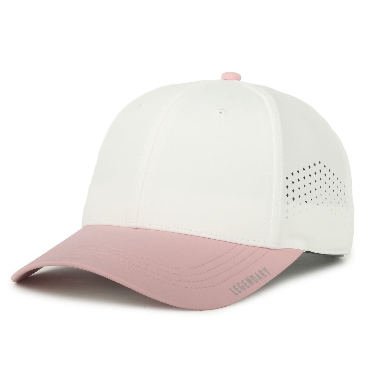Legendary Headwear GENESIS Small Fit Perforated Performance Cap - White/Dusty Rose