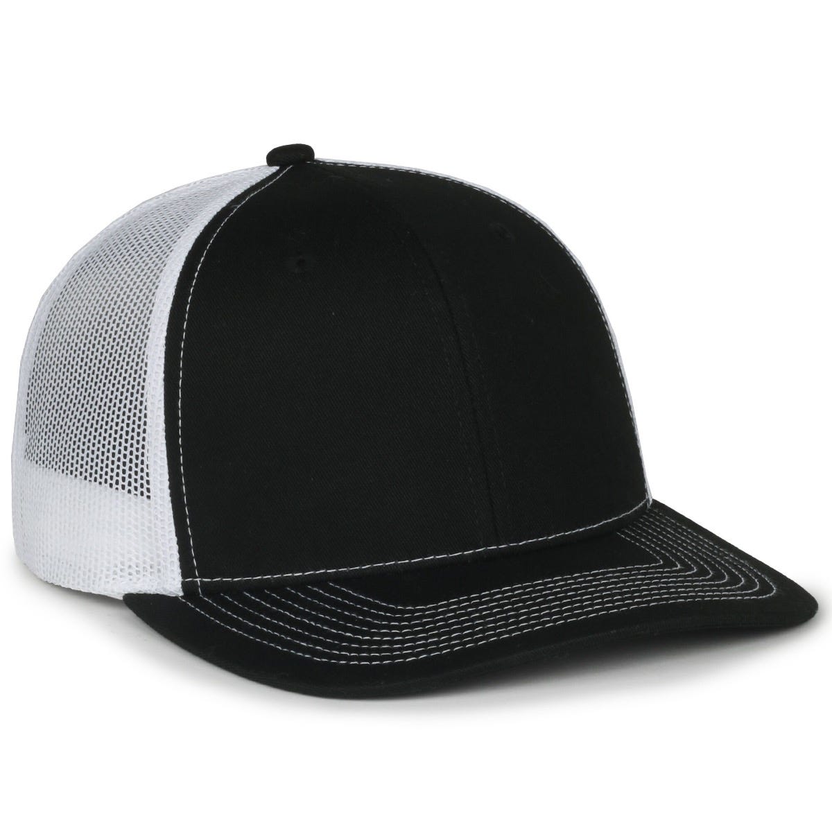 Legendary Headwear LEGEND-91 Structured Mesh Back Trucker Cap - Black/White