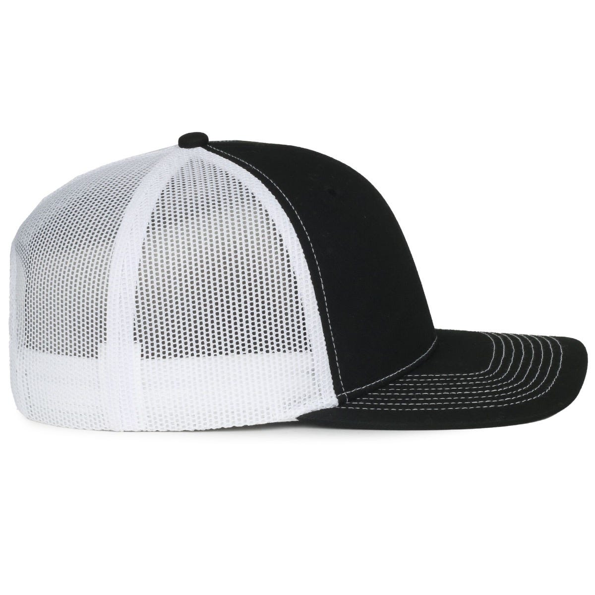 Legendary Headwear LEGEND-91 Structured Mesh Back Trucker Cap - Black/White