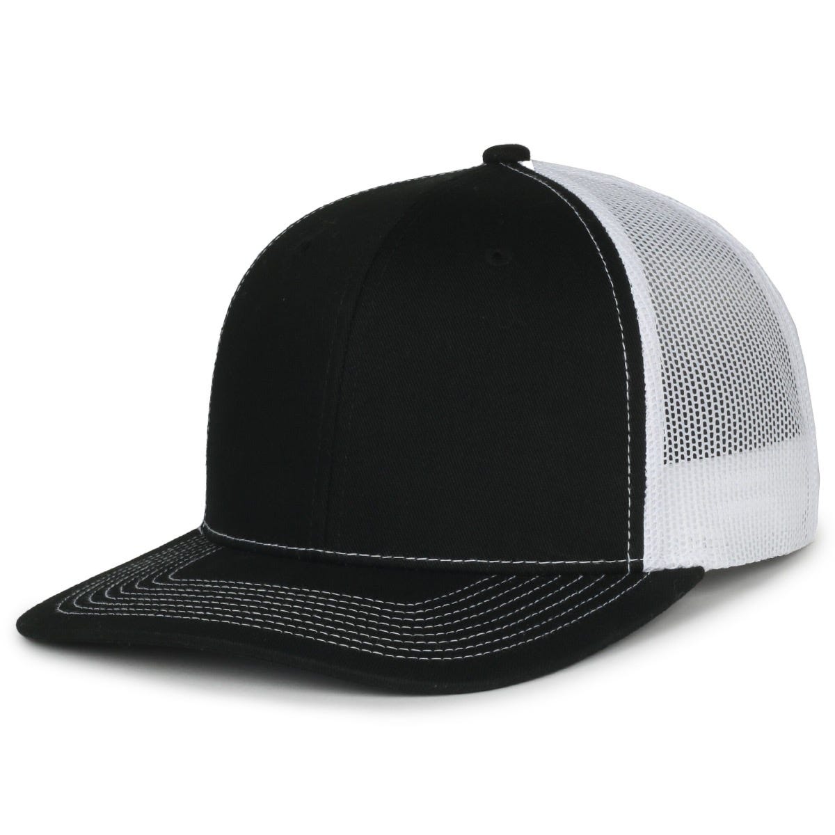 Legendary Headwear LEGEND-91 Structured Mesh Back Trucker Cap - Black/White
