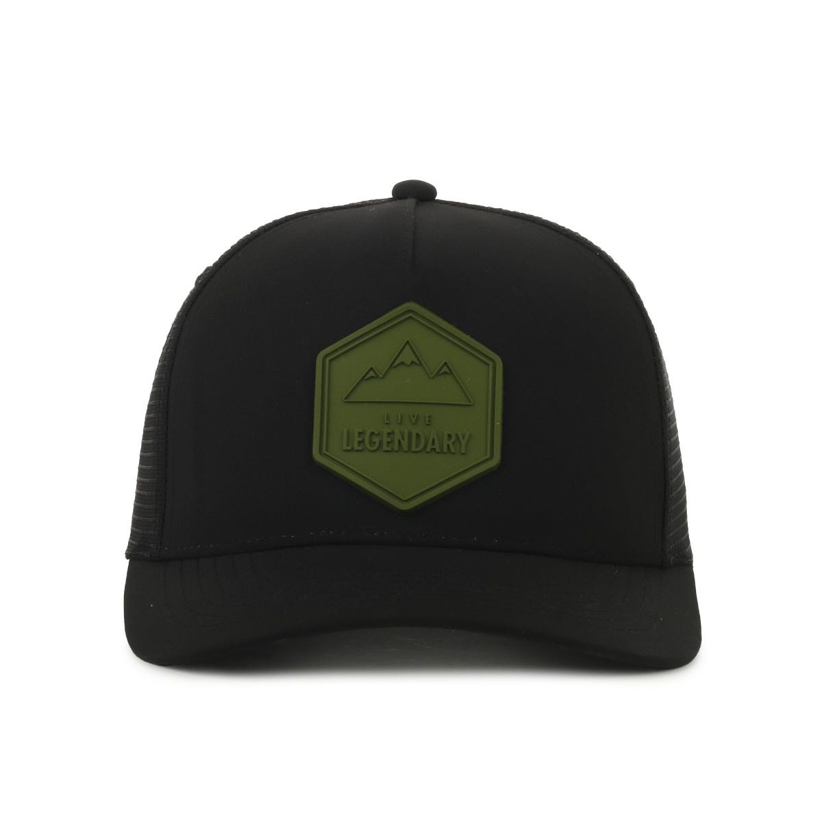Legendary Headwear NOHO PEAKS Structured Mesh Back Trucker Cap with Patch - Olive Patch/Black