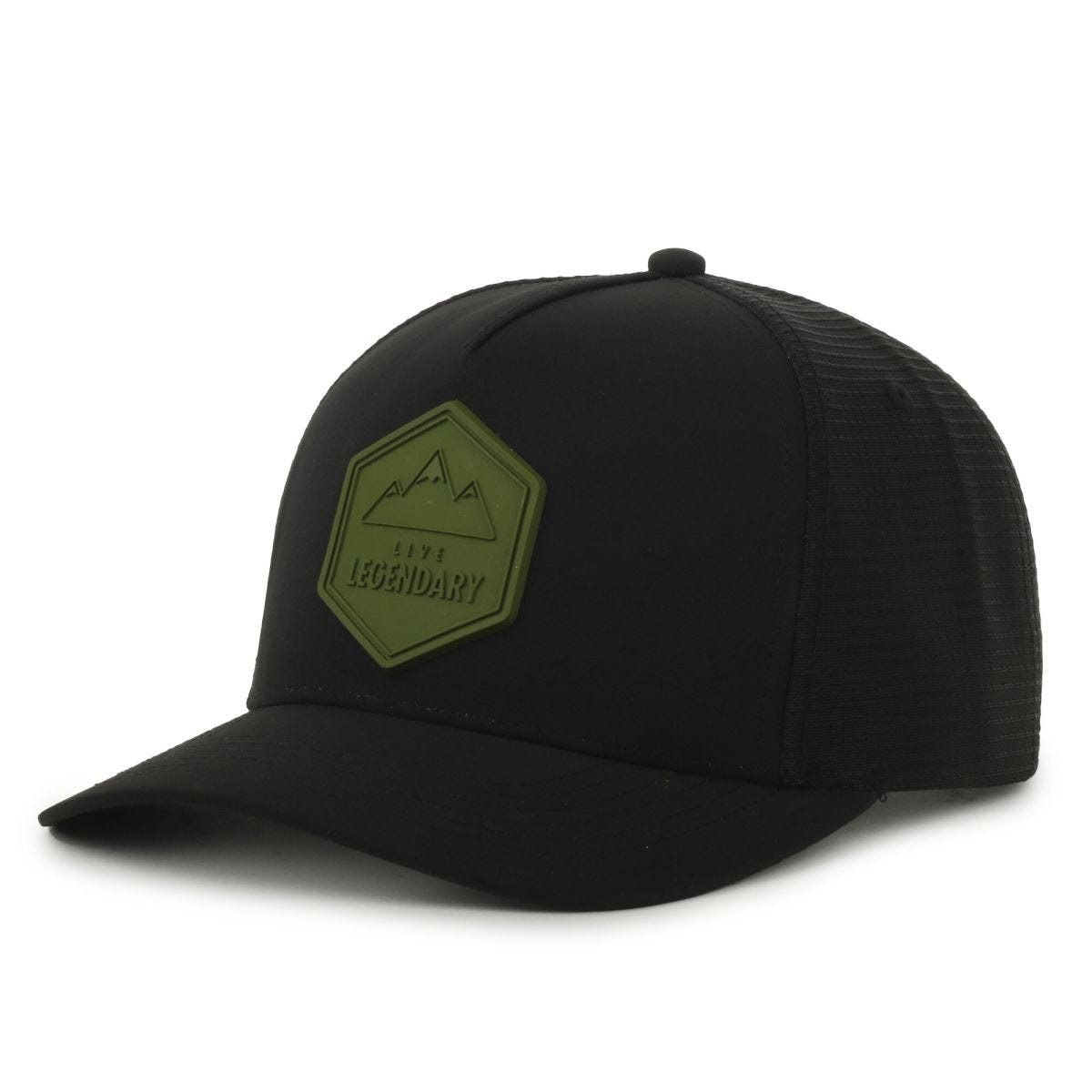 Legendary Headwear NOHO PEAKS Structured Mesh Back Trucker Cap with Patch - Olive Patch/Black