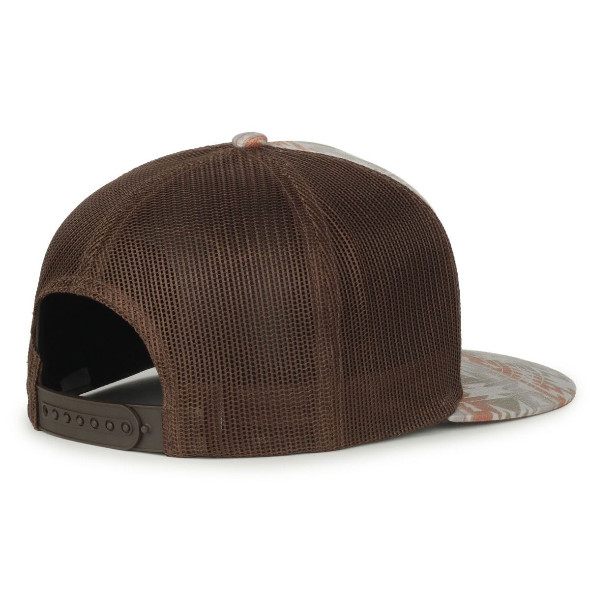 OC Sports OC510P Printed 5-Panel Mesh Back Cap - Sand Aztec/Brown