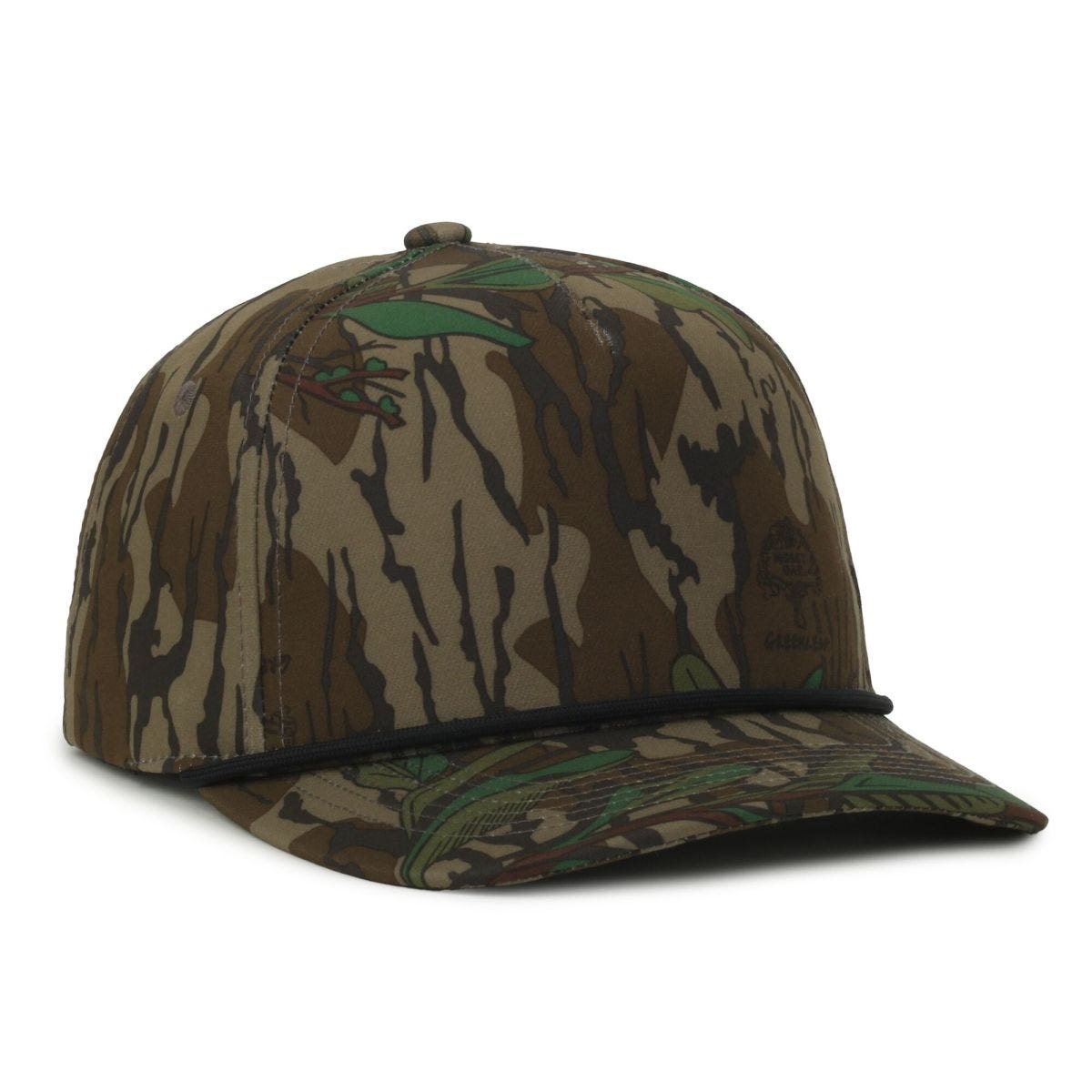 OC Sports OC550CAMO Performance 5-Panel Camo Cap - Mossy Oak Greenleaf/Black Cord