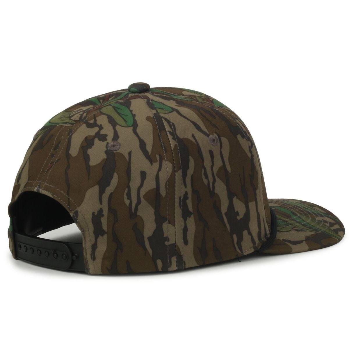 OC Sports OC550CAMO Performance 5-Panel Camo Cap - Mossy Oak Greenleaf/Black Cord