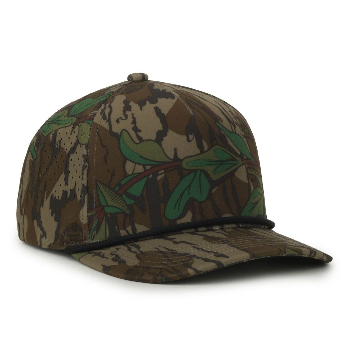OC Sports OC551CAMO Perforated Camo 5-Panel Cap - Mossy Oak Greenleaf/Black Cord
