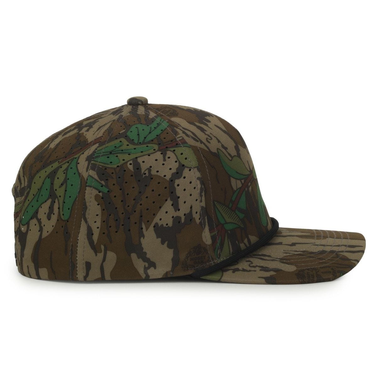 OC Sports OC551CAMO Perforated Camo 5-Panel Cap - Mossy Oak Greenleaf/Black Cord